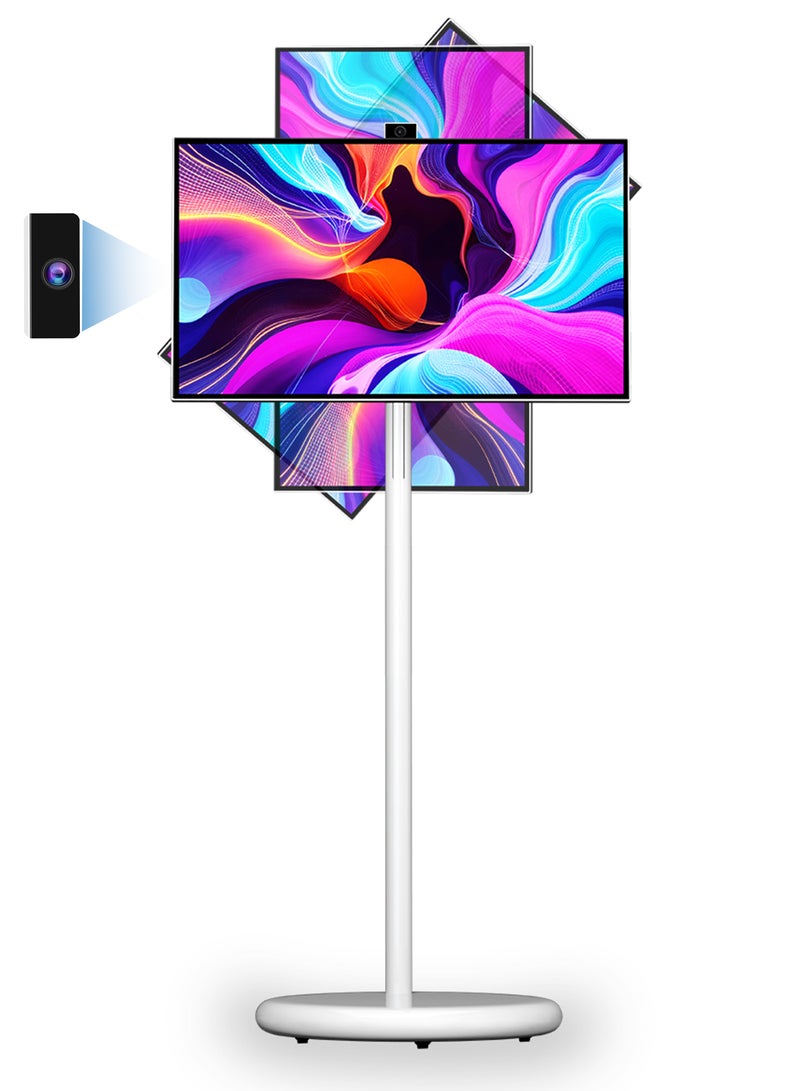 Veeuxe Portable TV 21.5 Inch Smart Television with Stand on Wheels Full HD Android 13, Battery Operated, Touch Screen Monitor 8MP Camera, WiFi, HDMI USB Bluetooth, 6GB+128GB, Voice Remote, Camping Outdoor - Image 1
